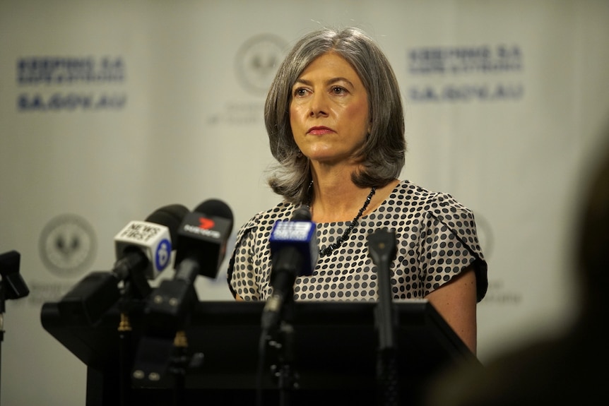 SA Chief Public Health Officer Nicola Spurrier at a press conference.