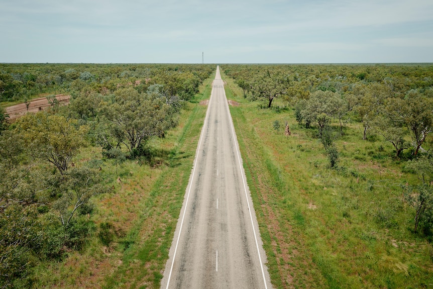 An aerial view of the Stuart Highway.