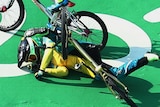 Australia's Caroline Buchanan crashes out in the semi-finals of the women's BMX in Rio.