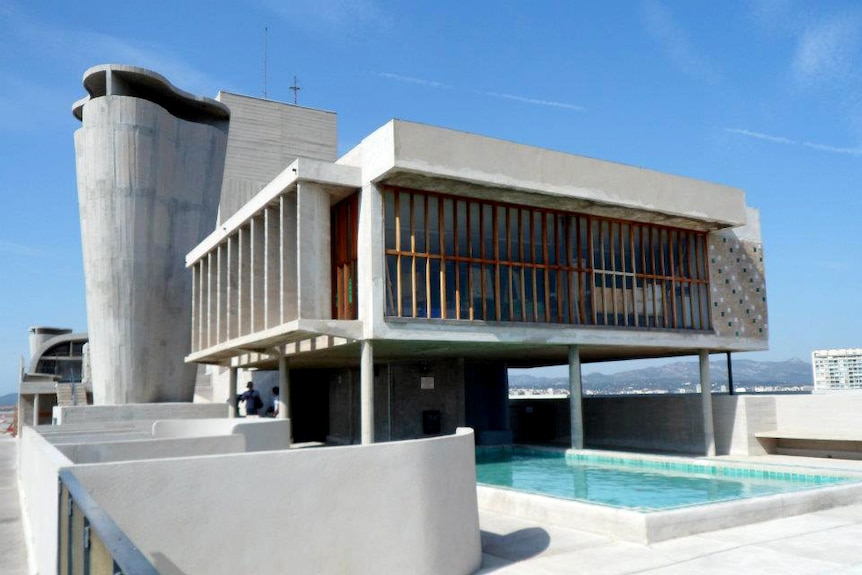 The rooftop pool of the Unite d'habitation building