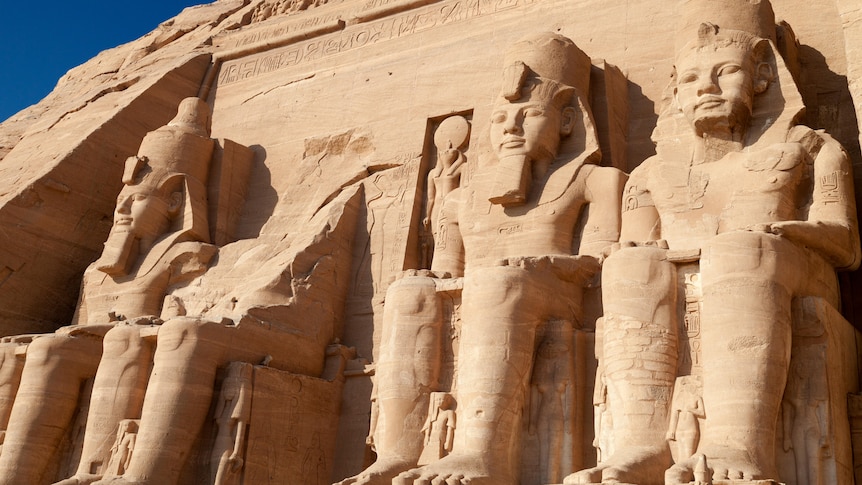 The Great Temple at Abu Simbel: facade with in stone carved figures
