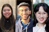 a composite photo of Isabella Meltzer Angad Chawla and Jess Luo 
