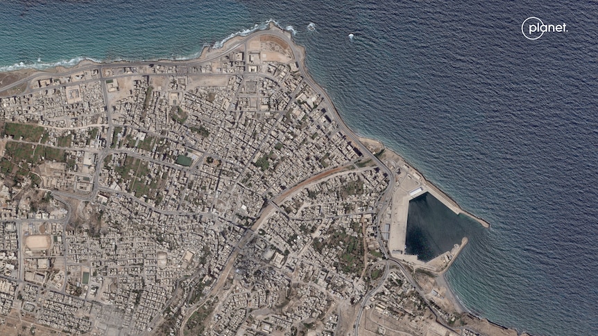 The city and port of Derna before
