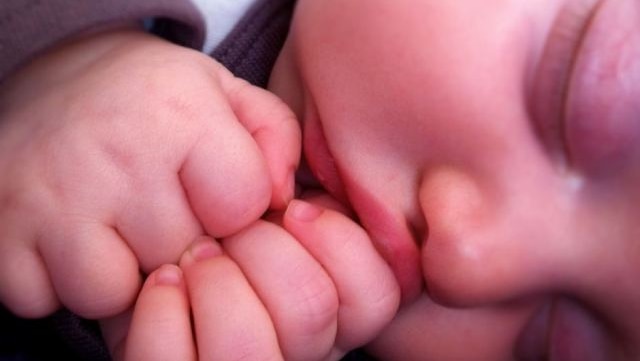 Baby sleeping close up.