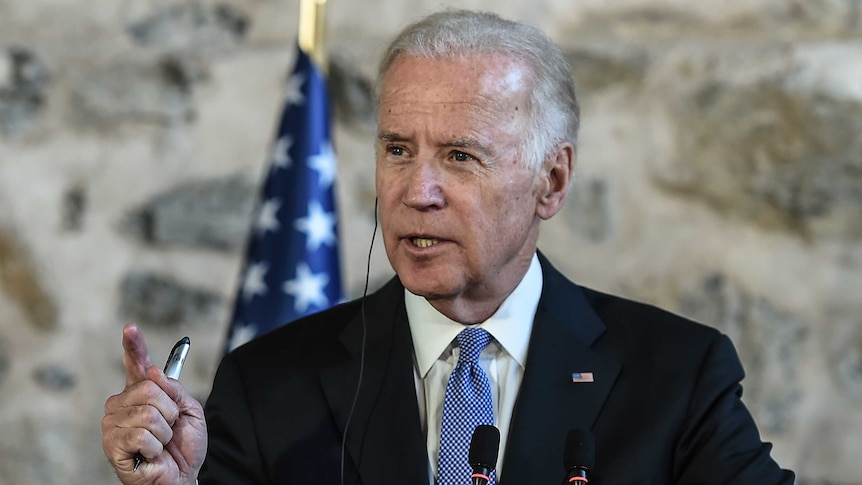 US vice-president Joe Biden gestures during a press conference in Turkey.