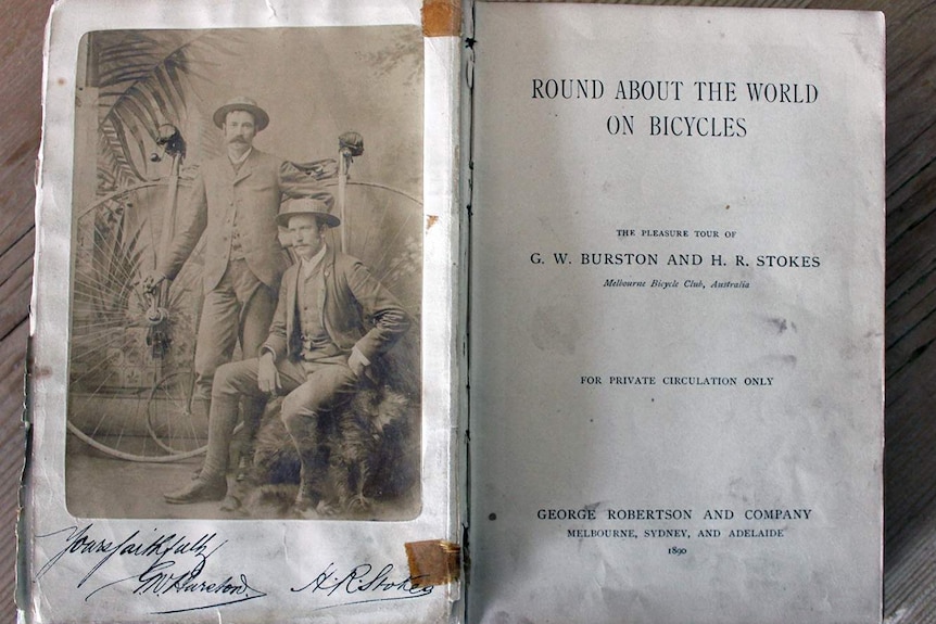 An old book, published in 1890, called Round About the World on Bicycles