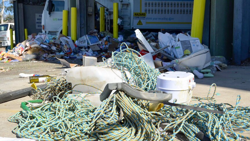 A pile of ropes at the Hume recycling facility