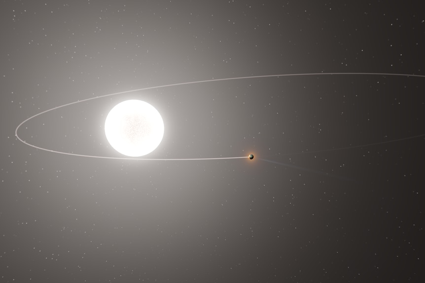 Artist impression of a planet orbiting a star.