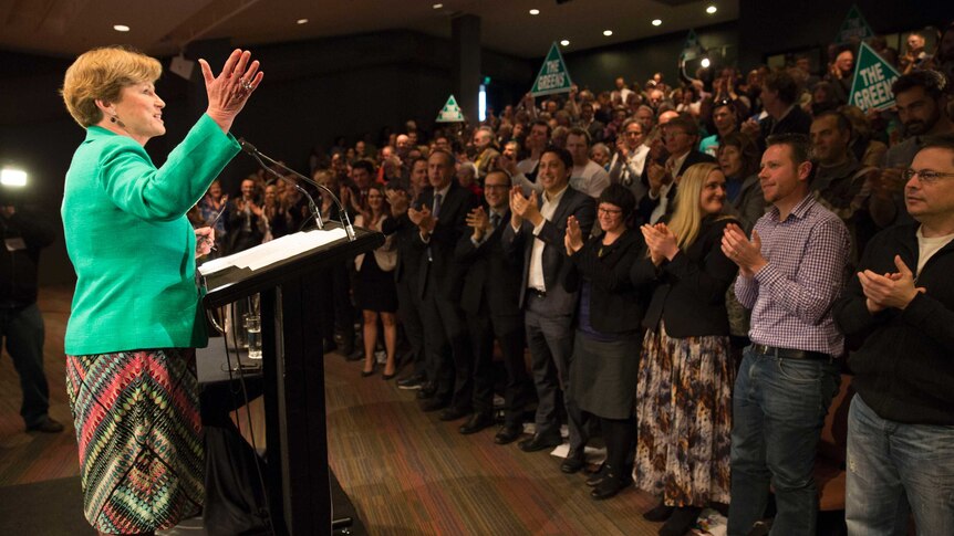 Greens leader Christine Milne speaking at the party's campaign launch in Canberra.