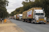 23 road trains arrive in Condobolin with over 2,000 hay bales