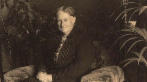 An old photo shows Emma Gray, a general store owner from Grassmere, near Warrnambool.