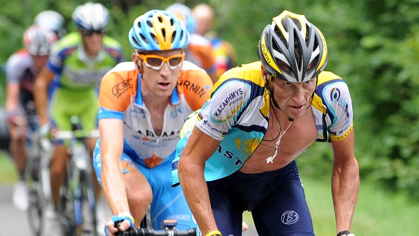 No sympathy ... Lance Armstrong (R) and Bradley Wiggins during the 2009 Tour de France
