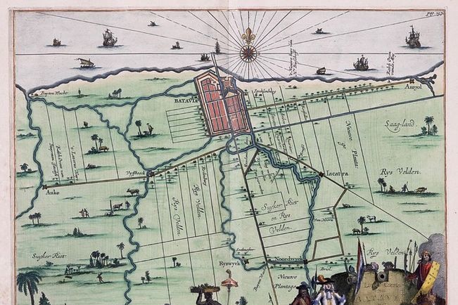 An historical Dutch map of Batavia, the previous name for today's Indonesian capital Jakarta.