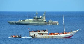 A boat carrying Sri Lankan asylum seekers that was intercepted off Christmas Island.