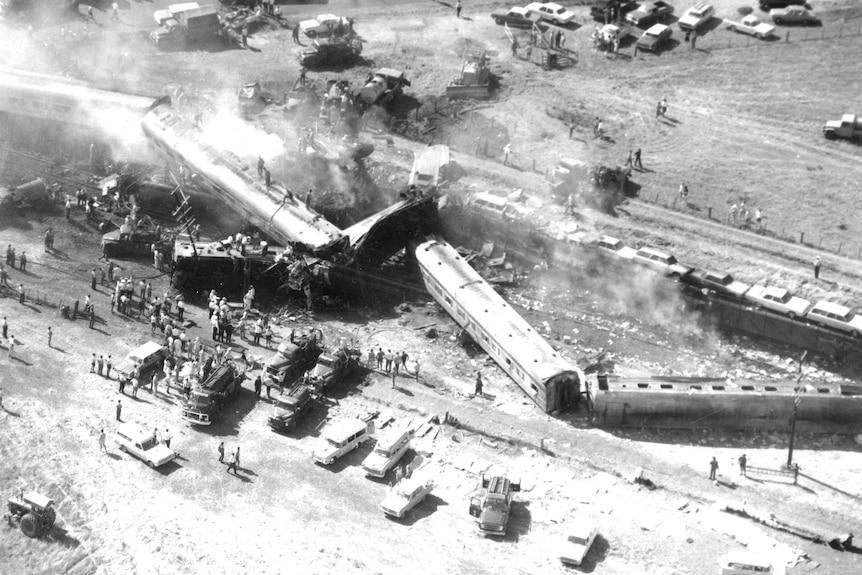 A passenger train colliding with a good train in Violet Town, in north-east Victoria