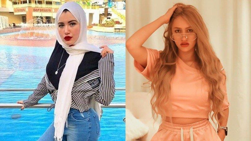 A composite of two photos of young women, with the one on the left wearing a hijab and jeans and on the right wearing pyjamas.