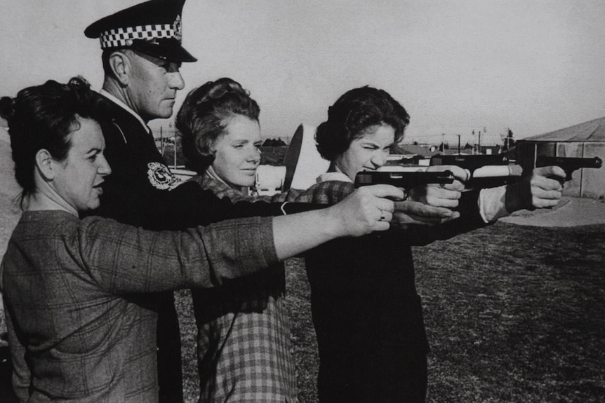 Female officers undertake firearms training in 1960.