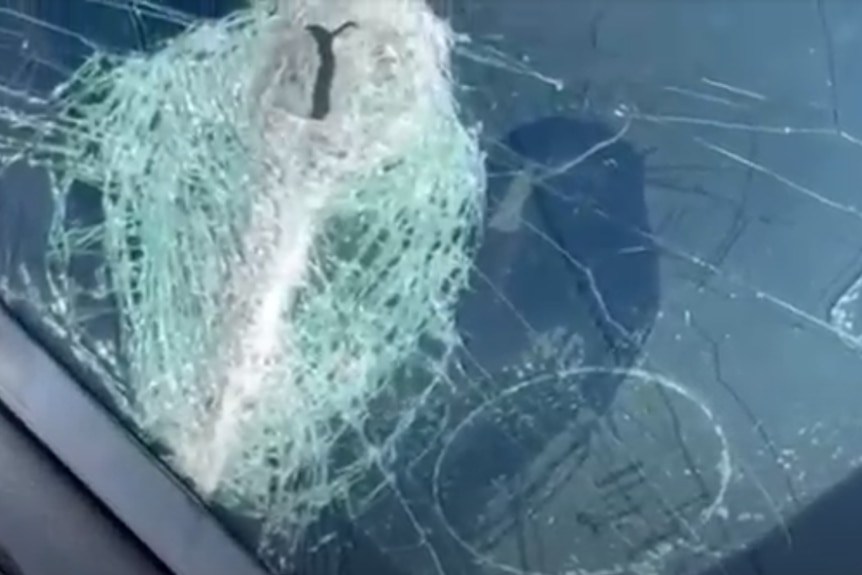 A smashed windscreen