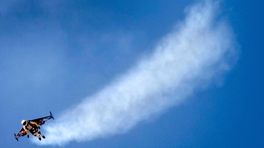 Yves Rossy performs at airshow