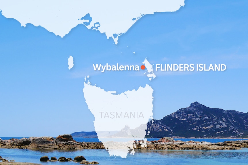 A map of Tasmania highlights a site on Flinders Island.