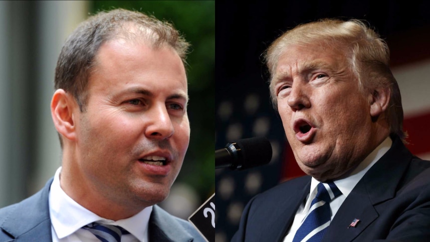 Josh Frydenberg (L) and Donald Trump (R).