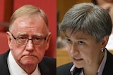Composite image of senators Ian Macdonald and Penny Wong.