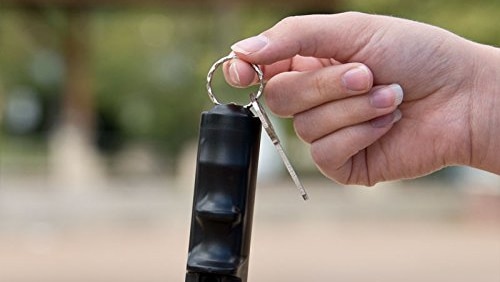 Pepper spray on a keyring.