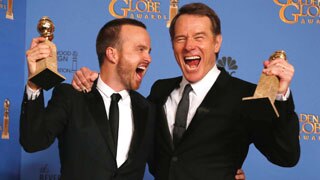 Golden Globe winners Aaron Paul (left) and Bryan Cranston