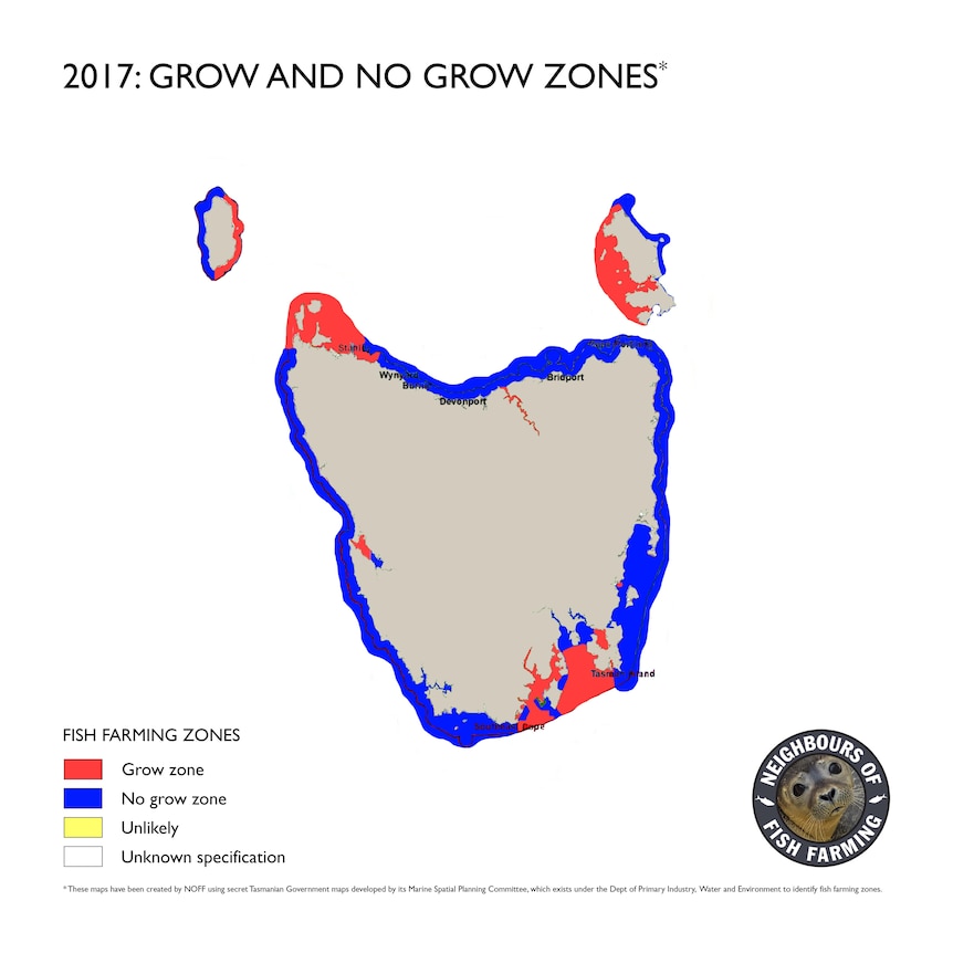 Map of potential salmon farming areas in 2017