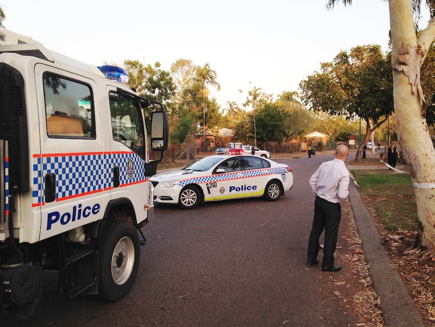 Police at the scene of the alleged hit run death of a boy in Moulden, Palmerston.