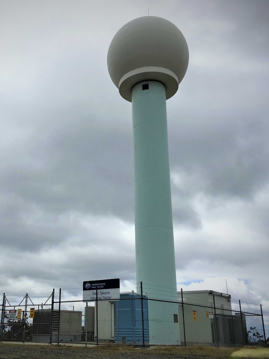 A weather radar mast and station.