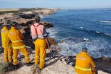 CFS officers look out to the ocean where a search is underway for a missing man