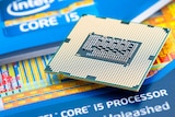 An Intel processor chip.