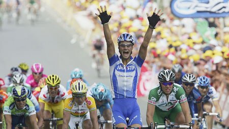 Tom Boonen celebrates his stage victory