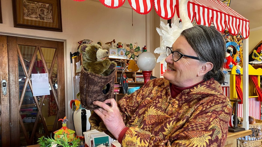 Julie Finch owns the Kaniva Puppet Shop in western Victoria.