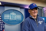 Actor Bill Murray, in Chicago Cubs attire, in the White House briefing room on October 21, 2016.