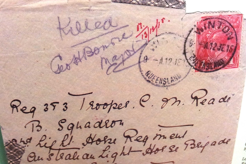 The envelope of a letter written to Colin Morgan Reade, who died at Gallipoli
