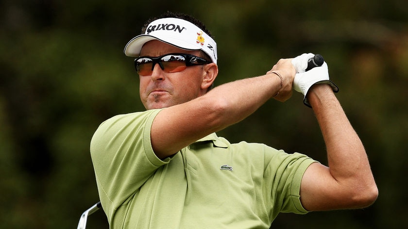 Robert Allenby hits a shot on day three of the Australian Masters golf