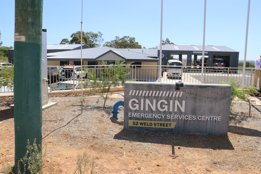 A building with a sign saying 'Gingin Emergency Services Centre' outside.