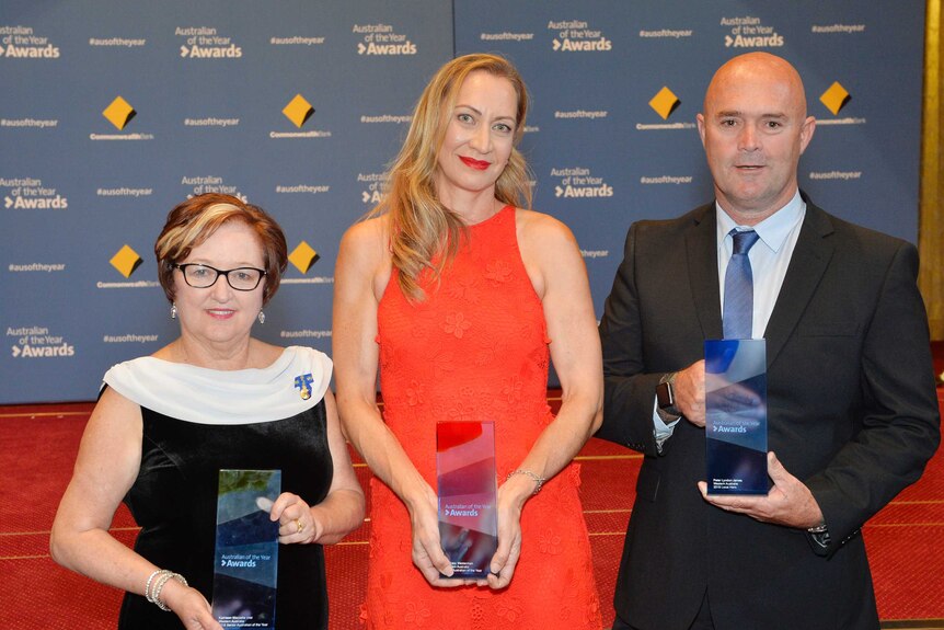 WA 2018 Australian of the Year winners Kathleen Mazeella, Tracy Westerman and Peter Lyndon-James