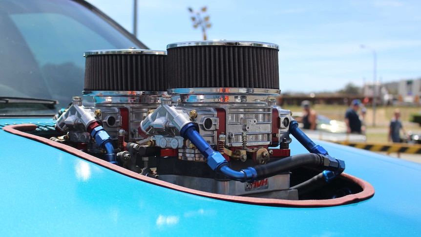A High Voltage Hairpin (HVH) engine on a car at Summernats 2015.