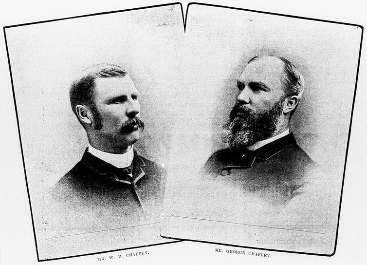 Black and white image of two men