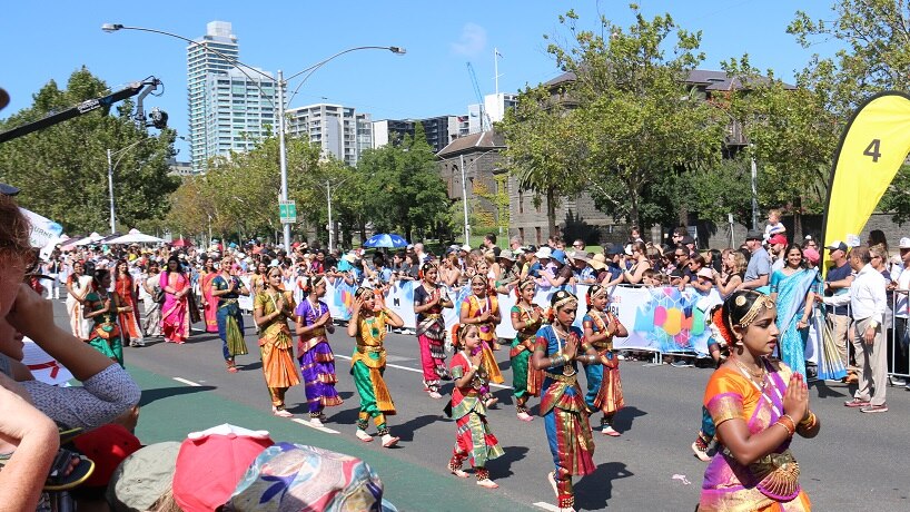Crowds line the street for the Moomba parade