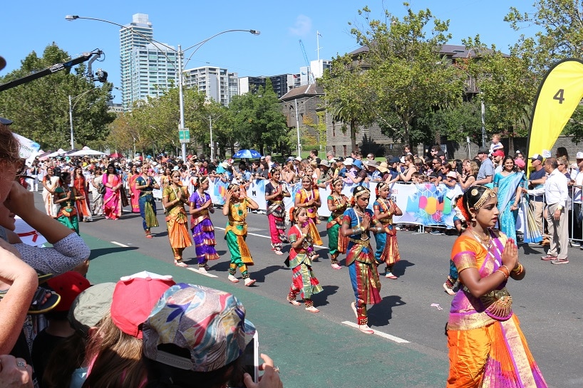 Crowds line the street for the Moomba parade