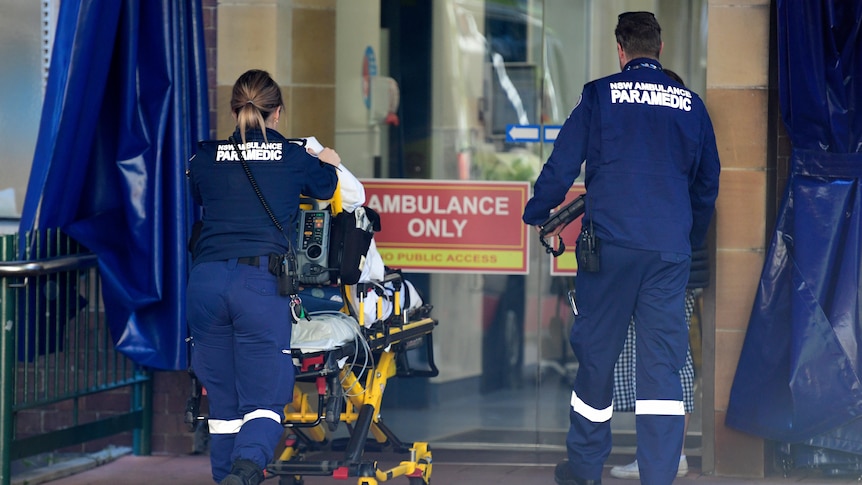 NSW Ambulance paramedics are seen at Royal Prince Alfred Hospital in Sydney