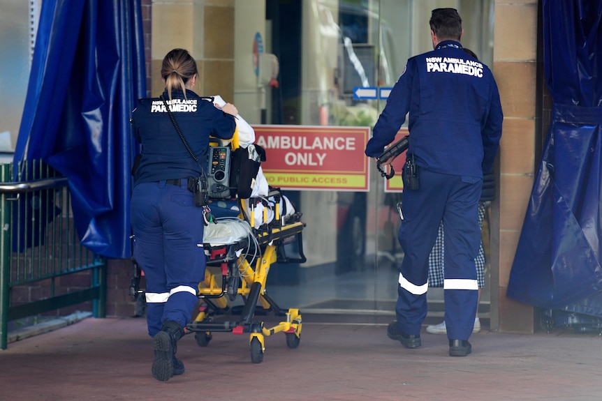 NSW Ambulance paramedics are seen at Royal Prince Alfred Hospital in Sydney