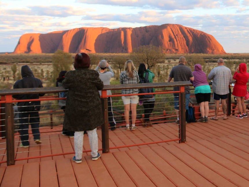 Tourists at Uluru viewing platform