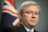 Prime Minister Kevin Rudd during a press conference in Canberra