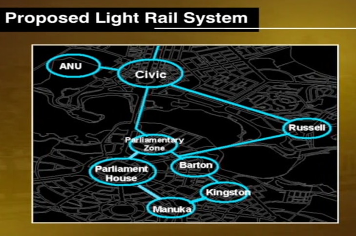 A map linking Civic to the inner south of Canberra.