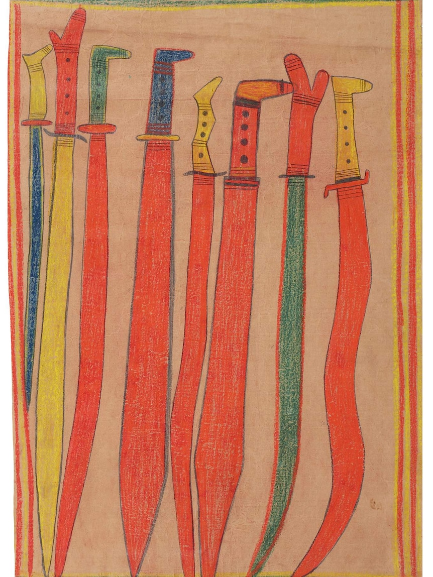 Mawalan Marika, Macassan swords and long knives, 1947.